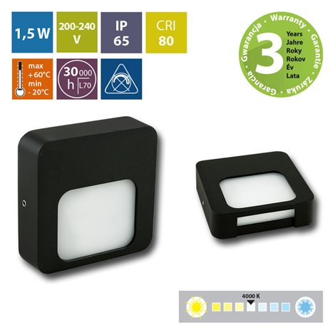ML-517.006.19.0 LED svítidlo Ursa S, 1,5W, 4000K, IP65, černá barva 1