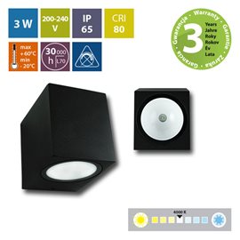 ML-518.004.19.0 LED svítidlo Revos S, 3W, 4000K, IP65, černá barva