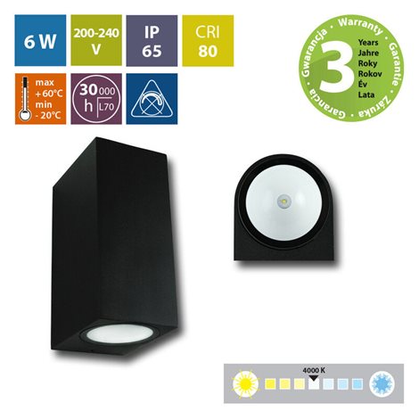 ML-518.008.19.0 LED svítidlo Revos 2S, 2x3W, 4000K, IP65, černá barva 1