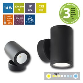 ML-518.015.19.0 LED svítidlo Verona 2R, 2x7W, 3000K, IP65, černá barva