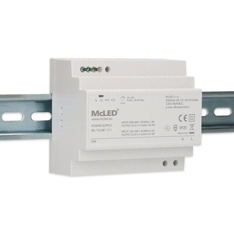 ML-732.081.11.1 Napájecí zdroj 150W, DC24V/6,25A, IP20, na DIN lištu 8