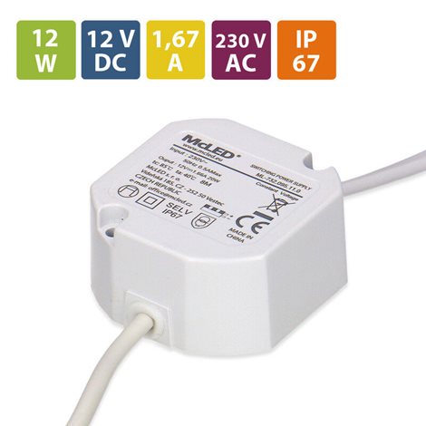 ML-732.095.11.0 Napájecí zdroj 20W, DC12V/1,67A, IP67, do elektroinstalační krabice 1