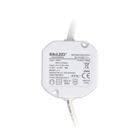 ML-732.095.11.1 Napájecí zdroj 20W, DC24V/0,83A, IP67, do elektroinstalační krabice 3