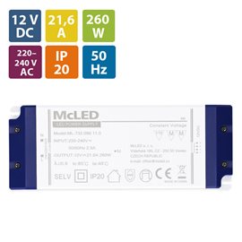 ML-732.096.11.0 Napájecí zdroj 260W, DC12V/21,6A, IP20, plastové provedení se svorkovnicí