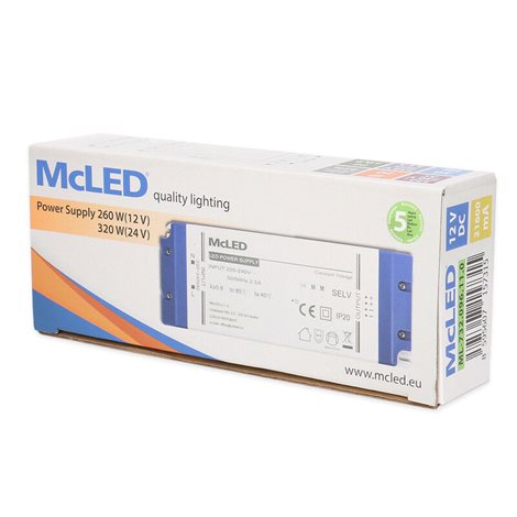 ML-732.096.11.0 Napájecí zdroj 260W, DC12V/21,6A, IP20, plastové provedení se svorkovnicí 4