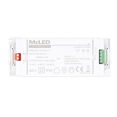 ML-732.096.11.1 Napájecí zdroj 320W, DC24V/13,3A, IP20, plastové provedení se svorkovnicí 8