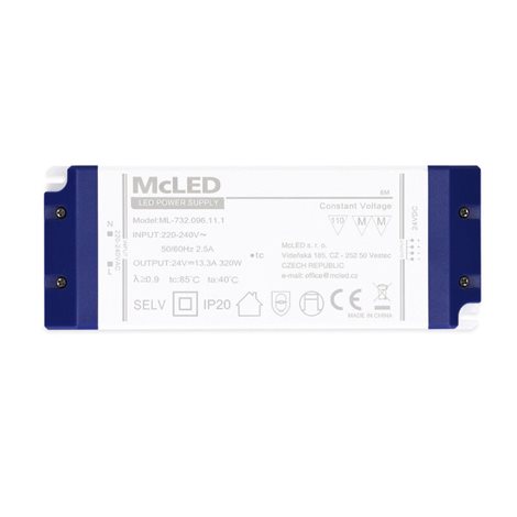 ML-732.096.11.1 Napájecí zdroj 320W, DC24V/13,3A, IP20, plastové provedení se svorkovnicí 3