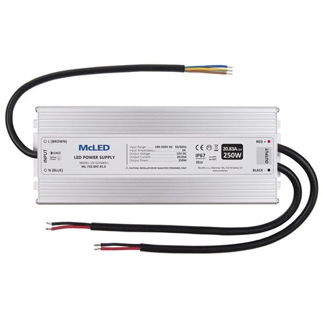 ML-732.097.45.0 Napájecí zdroj 250W, DC12V/20,83A, IP67, hliníkové provedení 1