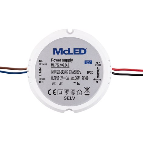 ML-732.102.64.0 Napájecí zdroj 36W, DC12V/3A, IP20, do elektroinstalační krabice 3