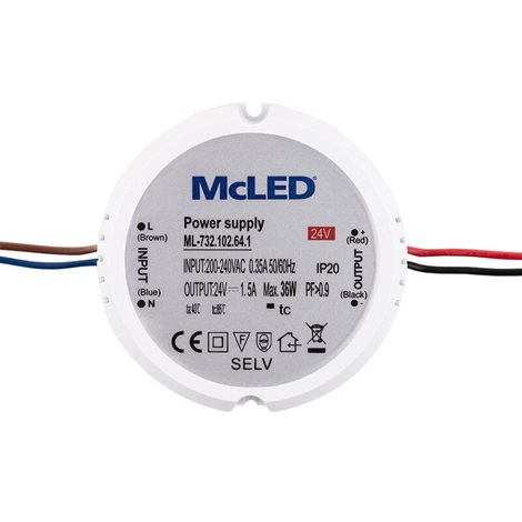 ML-732.102.64.1 Napájecí zdroj 36W, DC24V/1,5A, IP20, do elektroinstalační krabice KO 97 4