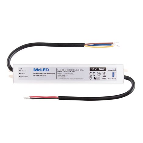 ML-732.103.39.0 Napájecí zdroj 20W, DC12V/1,67A, IP67, hliníkové provedení 1