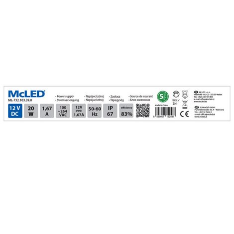 ML-732.103.39.0 Napájecí zdroj 20W, DC12V/1,67A, IP67, hliníkové provedení 4