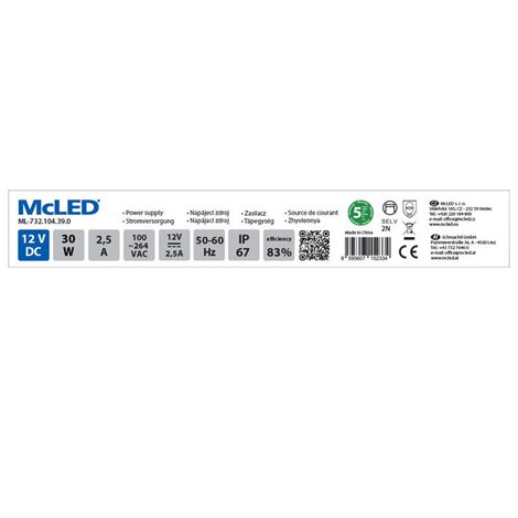 ML-732.104.39.0 Napájecí zdroj 30W, DC12V/2,5A, IP67, hliníkové provedení 4