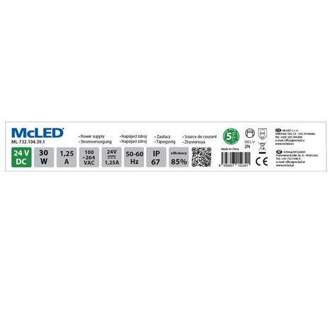 ML-732.104.39.1 Napájecí zdroj 30W, DC24V/1,25A, IP67, hliníkové provedení 5