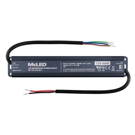 ML-732.105.39.0 Napájecí zdroj 60W, DC12V/5A, IP67, hliníkové provedení 1