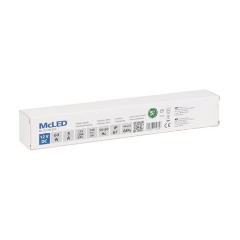 ML-732.105.39.0 Napájecí zdroj 60W, DC12V/5A, IP67, hliníkové provedení 3