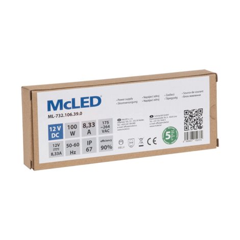 ML-732.106.39.0 Napájecí zdroj 100W, DC12V/8,33A, IP67, hliníkové provedení 2