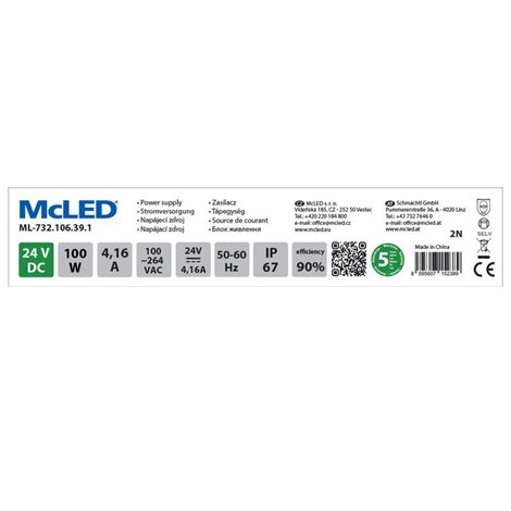 ML-732.106.39.1 Napájecí zdroj 100W, DC24V/4,16A, IP67, hliníkové provedení 2