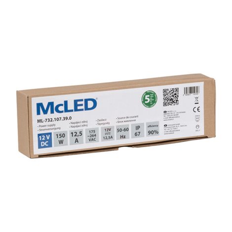 ML-732.107.39.0 Napájecí zdroj 150W, DC12V/12,5A, IP67, hliníkové provedení 2