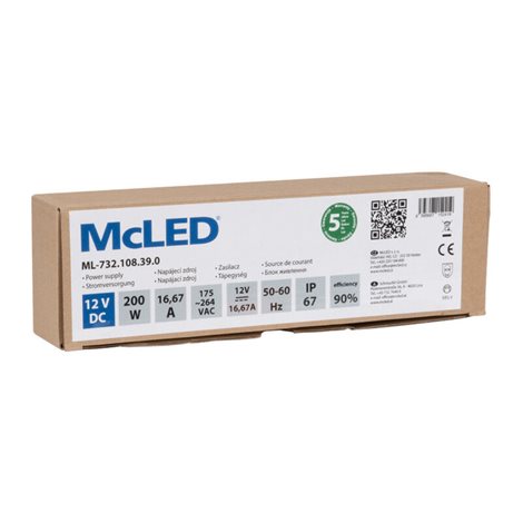 ML-732.108.39.0 Napájecí zdroj 200W, DC12V/16,67A, IP67, hliníkové provedení 2