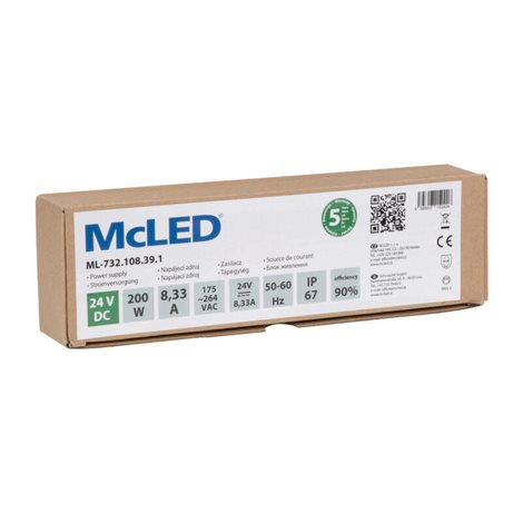 ML-732.108.39.1 Napájecí zdroj 200W, DC24V/8,33A, IP67, hliníkové provedení 5