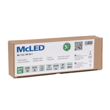 ML-732.109.39.1 Napájecí zdroj 250W, DC24V/10,5A, IP67, hliníkové provedení 3