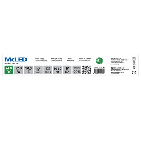 ML-732.109.39.1 Napájecí zdroj 250W, DC24V/10,5A, IP67, hliníkové provedení 5