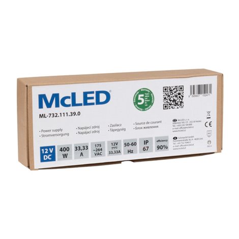 ML-732.111.39.0 Napájecí zdroj 400W, DC12V/33,5A, IP67, hliníkové provedení 2