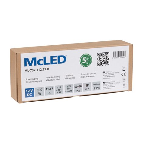 ML-732.112.39.0 Napájecí zdroj 500W, DC12V/41,67A, IP67, hliníkové provedení 5