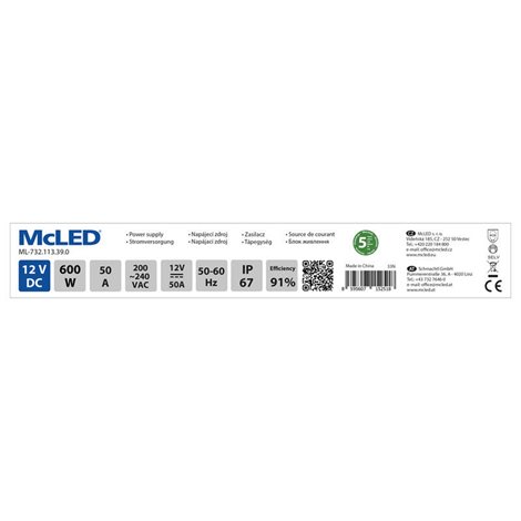 ML-732.113.39.0 Napájecí zdroj 600W, DC12V/50A, IP67, hliníkové provedení 2