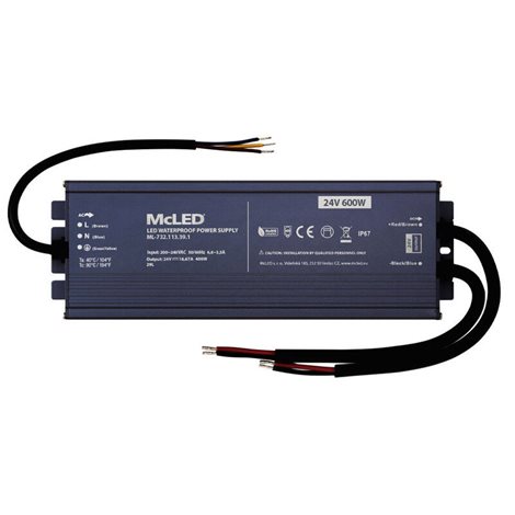 ML-732.113.39.1 Napájecí zdroj 600W, DC24V/25A, IP67, hliníkové provedení 6