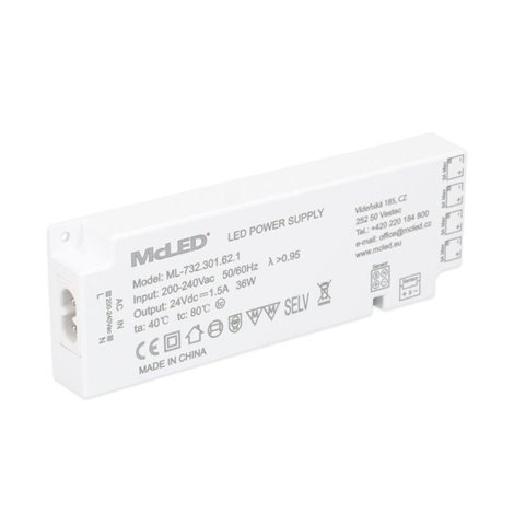 ML-732.301.62.1 Ultra tenký, Smart LED napájecí zdroj, 36W/24 V/1,5 A s 4 mini konektory 91505-FP 1