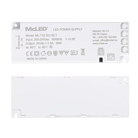 ML-732.301.62.1 Ultra tenký, Smart LED napájecí zdroj, 36W/24 V/1,5 A s 4 mini konektory 91505-FP 3