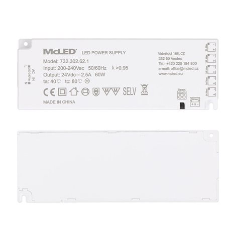 ML-732.302.62.1 Ultra tenký, Smart LED napájecí zdroj, 60W/24 V/2,5 A s 5 mini konektory 2