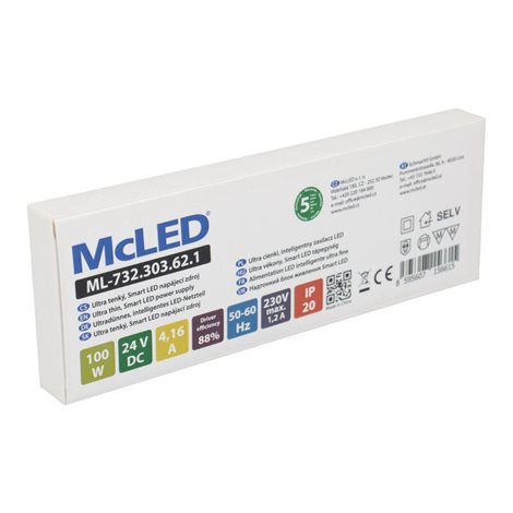 ML-732.303.62.1 Ultra tenký, Smart LED napájecí zdroj, 100W/24 V/4,16A s 8 mini konektory 91505-FP 6