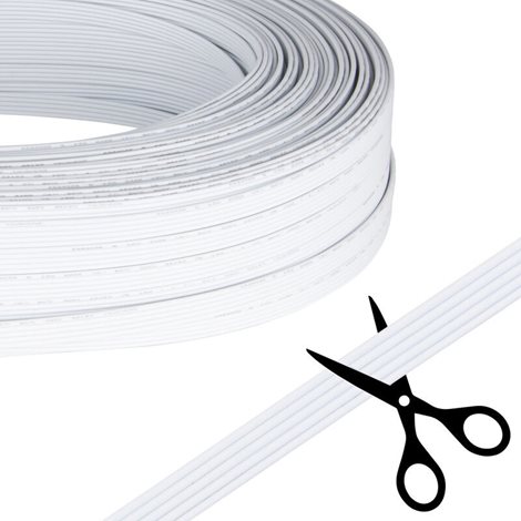 ML-733.044.37.0 5-žilový plochý PVC kabel AWG 18/0,85 mm2, (2,1-10,5mm), bílý