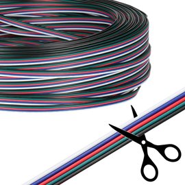 ML-733.062.37.0 5-žilový plochý PVC kabel AWG 22/0,34 mm2 (1,6-8mm), černá/zelená/červená/modrá/bílá