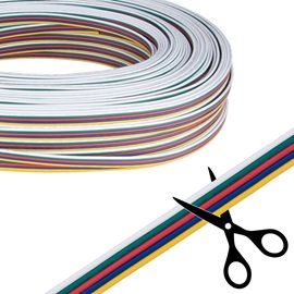 ML-733.069.37.0 5-žil. plochý PVC kabel AWG 18/0,85 mm2(2,1-10,5mm),žlutá/zelená/červená/modrá/bílá