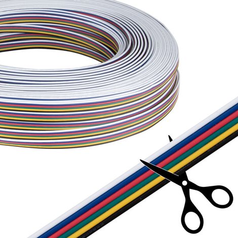 ML-733.071.37.0 6-žil ploch PVC kabel AWG 20/0,52 mm2(1,8-10,8mm)bílámodráčervená/zelená/žlutá/černá
