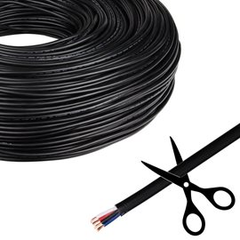 ML-733.075.90.0 4-žilový kulatý PVC kabel AWG 20/0,5 mm2, černý plášť, červená/zelená/modrá/bílá