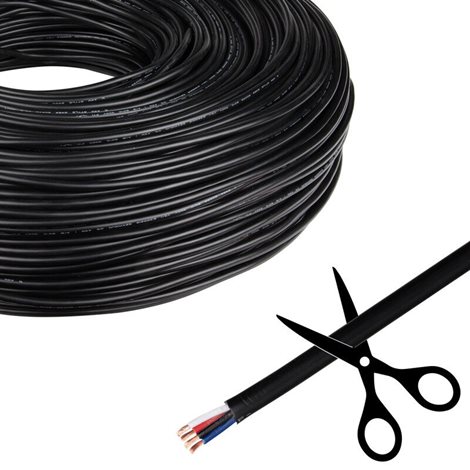 ML-733.075.90.0 4-žilový kulatý PVC kabel AWG 20/0,5 mm2, černý plášť, červená/zelená/modrá/bílá