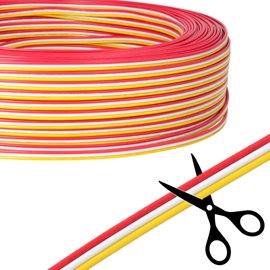 ML-733.084.37.0 3-žilový plochý PVC kabel AWG 20/0,52 mm2, (1,8-5,4mm), červená/bílá/žlutá