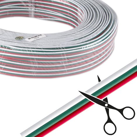 ML-733.094.37.0 3-žilový plochý PVC kabel AWG 18/0,85 mm2, (2,1-6,3mm), červená/bílá/žlutá 3