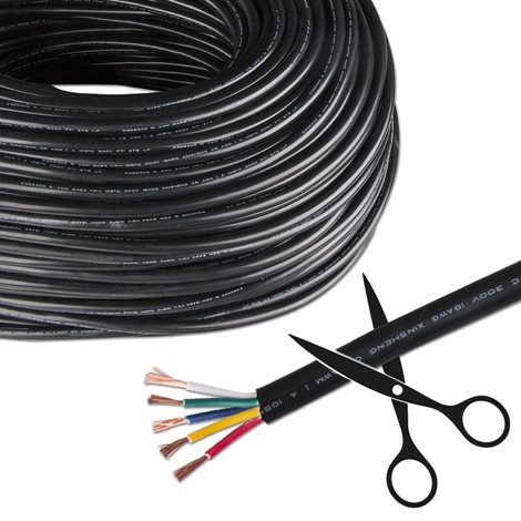 ML-733.103.37.0 5-žil kulatý PVC kabel AWG 18/0,85 mm2,půměr 7,3 mm, černý plášť