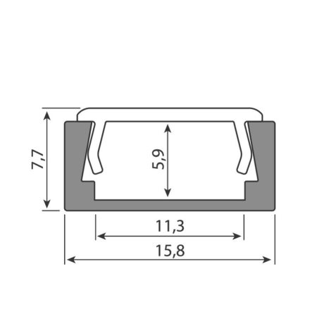 ML-761.001.74.3 Přisazený hliníkový profil PG2 16x8mm včetně mléčného difuzoru 3m 12