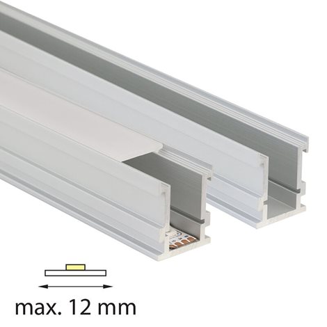ML-761.012.07.2 Nášlapný hliníkový profil BK, 21x26 mm, včetně mléčného difuzoru, 2 m 5
