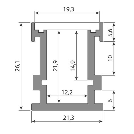 ML-761.012.07.2 Nášlapný hliníkový profil BK, 21x26 mm, včetně mléčného difuzoru, 2 m 4