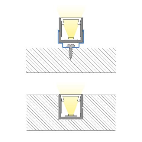 ML-761.014.74.2 Přisazený hliníkový profil PW 11x11mm, včetně mléčného difuzoru 2m 1
