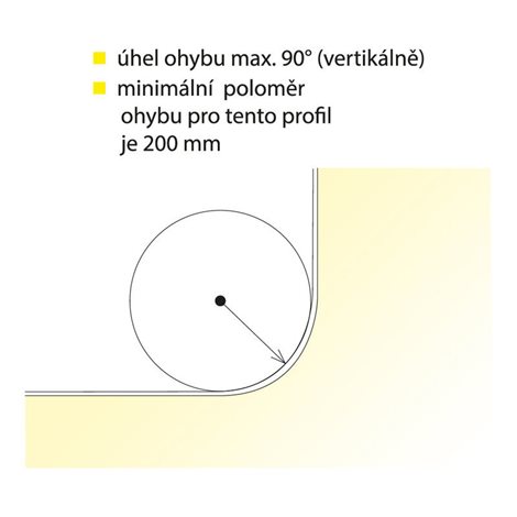 ML-761.015.07.2 Přisazený hliníkový profil PI, ohebný, 18x6mm, vč. mléčného difuzoru, 2m 10