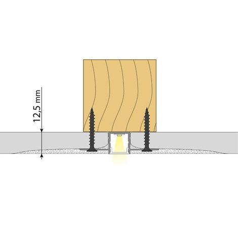 ML-761.028.74.1 Hliníkový profil pro sádrokarton AU 55x15mm, včetně mléčného difuzoru 1m 5